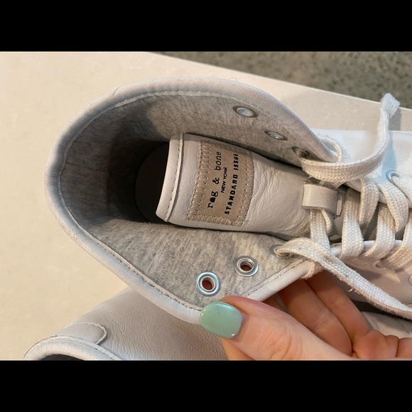 Rag and Bone white leather high tops size 7 genuine leather. some wear - Picture 3 of 9